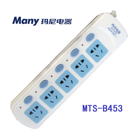 玛尼排插五位五开MTS-B453国标1.8m-6