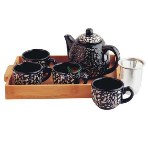 日式 陶瓷小茶具 套装(含竹盘)
