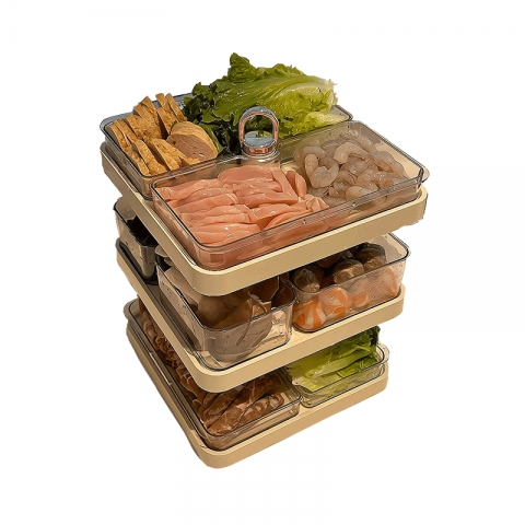 赠品：火锅配菜盘分格多层旋转托盘-6